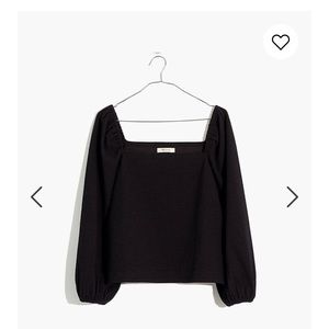 Madewell Crepe Square-Neck Puff-Sleeve Top